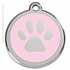 Red Dingo Pink Paw Print Dog ID Tag